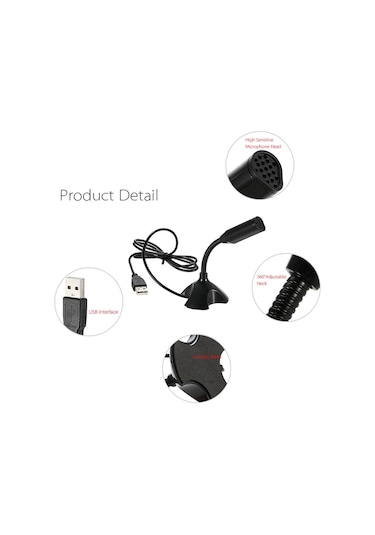 Jms Usb Masaüstü Mikrofon Siyah Web 360 Derece Ayarlanabilir Bilgisayar İçin Usb Masaüstü Mikrofonu