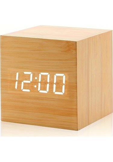 Dashanshop Ahşap 1 Adet Mini Dijital Sesle Çalışan Masa Alarm Saati 3 Alarm Ayarı Işık Usb Aaa Ahşap Rengi