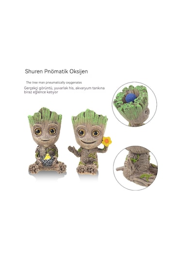 Hqgoodstore Yeni Akvaryum Peyzaj Aksesuarları Reçine Pnömatik Akvaryum Dekorasyon Groot Treehouse Galaxy Koruyucu Saksı