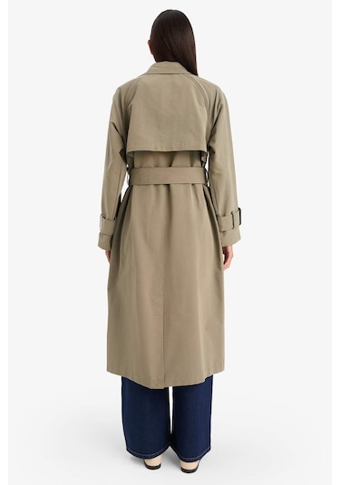 Defacto Regular Fit Kemerli Uzun Trençkot E8579ax25aukh402 Haki