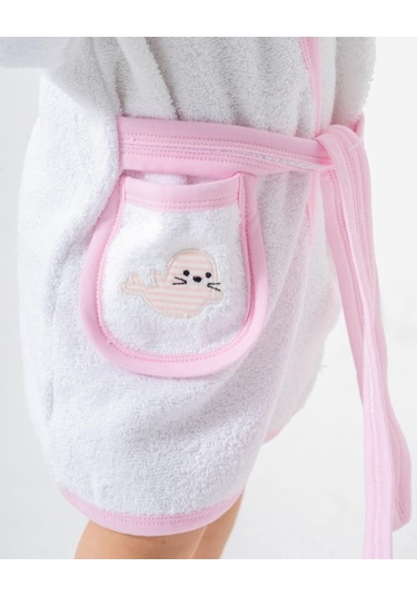 Balinalı Bornoz Takımı 1-2 Yaş Beyaz - Pembe