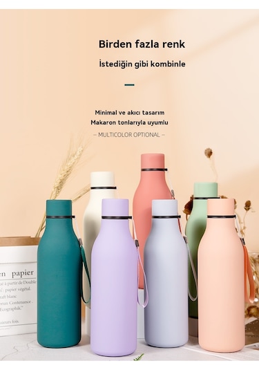 Paslanmaz Çelik 304 Spor Kauçuk Boya Isı Koruma Ve Soğuk Koruma Su Bardağı Koyu Yeşil