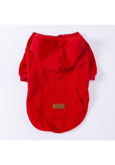 Pettrend Kırmızı Kanguru Cepli Kedi Köpek Hoodie Sweatshirt