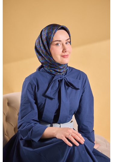 Silk Home Twill İpek Eşarp Zincir Morcivert Çok Renkli