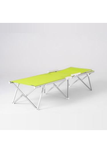 Foldzen Alüminyum Katlanabilir Şezlong Kampet Çantalı Yeni Versiyon Yeşil Sarı