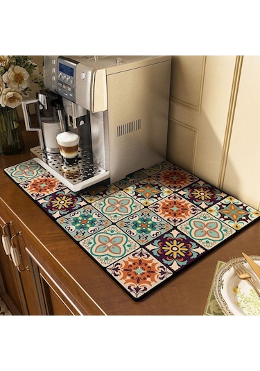 Dikdörtgen Mutfak Drenaj Pedi Baskılı Sofra Placemat Mutfak Malzemeleri Bulaşık Kurutma Mat Yemek Takımı 30x50cm-b Diğer