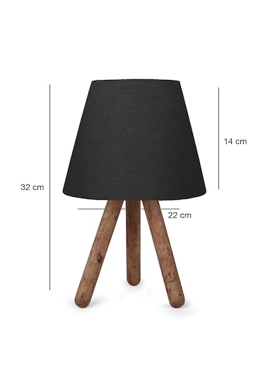 Homing Tasarım Ahşap Antrasit Kumaş Başlıklı Abajur Ayd-3169 Antrasit