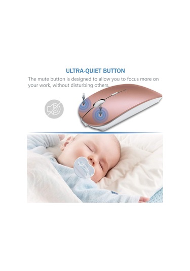 Bluetooth Kablosuz Şarjlı Fare Lazer Optik Şarj Edilebilir Mini İnce Sessiz Fareler Gül Altını Diğer