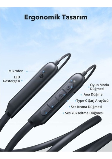 Enc Mikrofonlu Mıknatıslı Boyun Askılı Bluetooth Kulaklık Ipx5 5.2 Bt Tdrtr