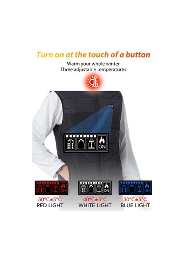 Willowhaven Gri Asya S 21 Bölge Isıtmalı Yelek, 4 Anaşlı 3 Hızlı V Yaka Isıtıcı Giysi