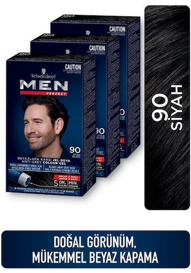 Men Perfect Saç Boyası 90 - Siyah x 3 Adet