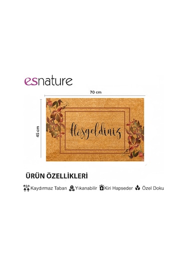 Esnature Sarmaşık Desenli Kapı Paspası Önü Paspası 45x70 Cm