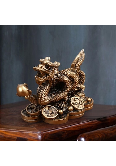 Bronz Çin Ejderha Heykeli Heykel Şans Şans Başarı Koleksiyon Dekorasyon 3.15x1.57x1.97 İnç Nefis
