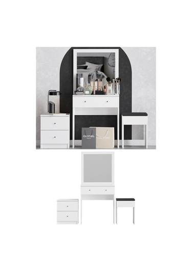 Decormet Nice Makyaj Masası Beyaz Beyaz