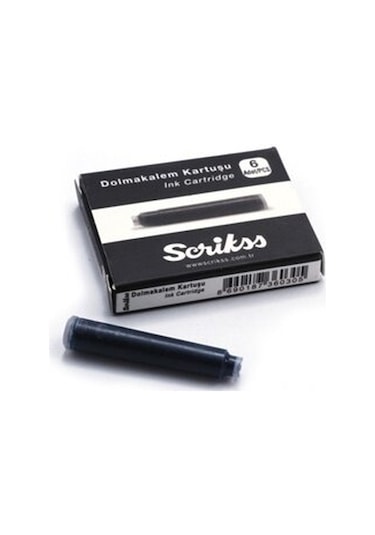 Scrikss Siyah Dolma Kalem Kartuşu 6Lı