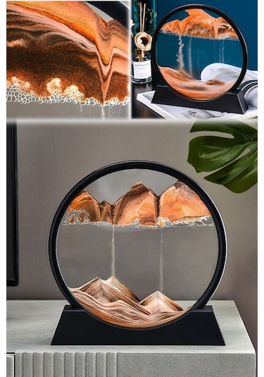 Orta Boy Akıllı Hediyelik Ev Ofis Kinetik Yuvarlak Kum Saati Hareketli Sanatsal Biblo Obje Çerçeve