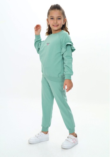 Toontoy Kız Çocuk Baskılı Eşofman Takım Yeşil