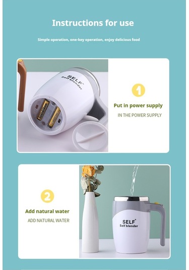 Soulader Otomatik Karıştırmalı Paslanmaz Çelik Seyahat Kahve Kupası, Elektrikli Çırpıcılı Bardak, Şarj Edilebilir Taşınabilir French Press Alternatifi Kahverengi