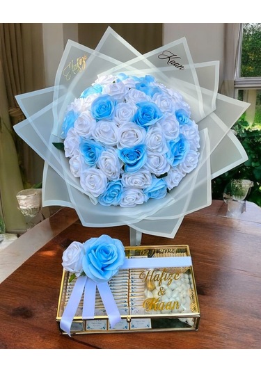 Dacio Gold Söz Nişan Kız İsteme Çikolatası Ve İsteme Çiçeği Seti Altın - Gümüş