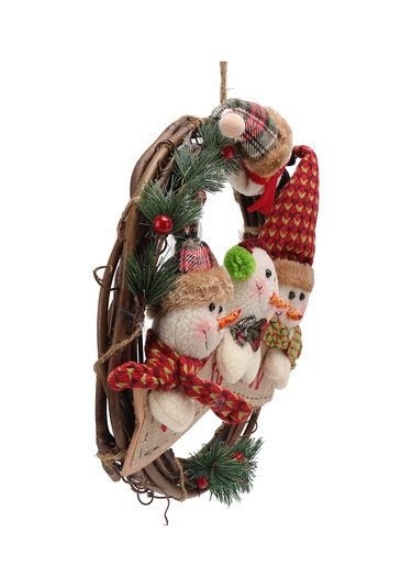 Kangvka Noel Kardeşleri Rattan Çemberi - Rustik Stil Ev Kapısı Pencere Dekorasyonu - Açık Renkli Noel Vibe Oluşturucu