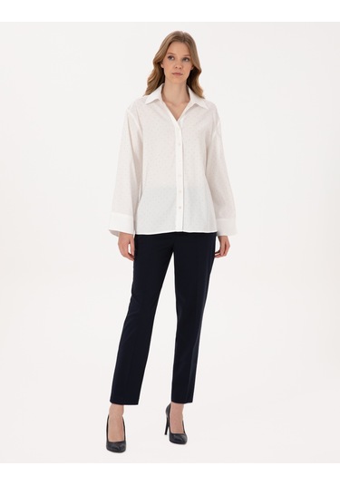 Pierre Cardin Kadın Beyaz Gömlek Desenli 50313639-vr013 Beyaz