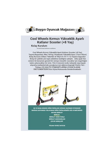 Cool Wheels Yükseklik Ayarlı Katlanır Scooter (+8 Yaş)