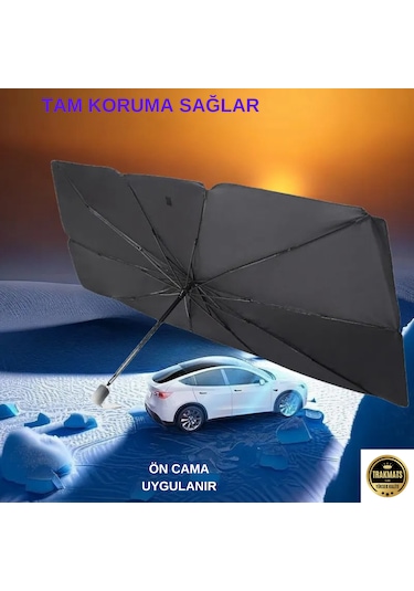 Universal Araç İçi Ön Cam Katlanabilir Şemsiye Güneşlik Siyah