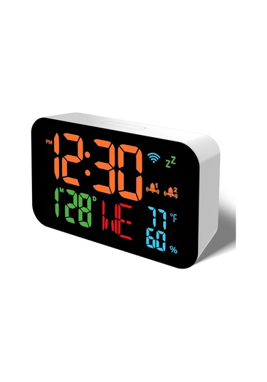 Tuya Wifi Masaüstü Saat Takvimi Akıllı Termometre Higometre Whıte
