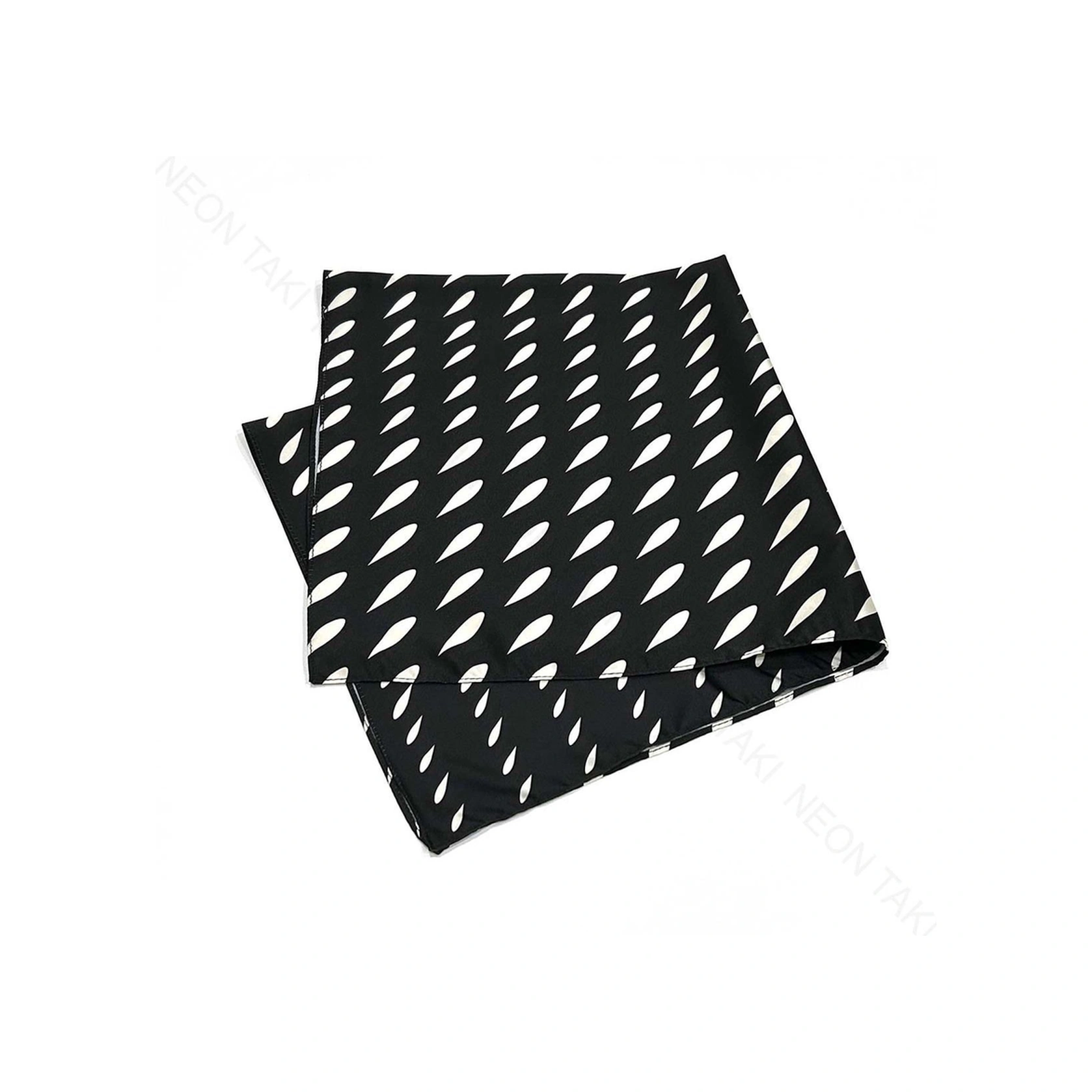 Siyah Fon, Beyaz Damlalar, Fular 6, 57cmx55cm Siyah Beyaz