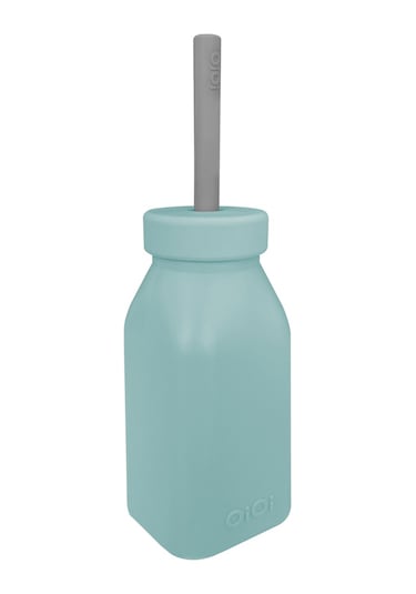 OiOi Şişe + Pipet Aqua Green /  Powder Grey Gri - Mint Yeşili