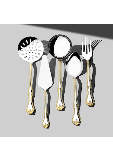 Lalezar Altın Sade 5 Parça Paslanmaz Çelik Servis Takımı