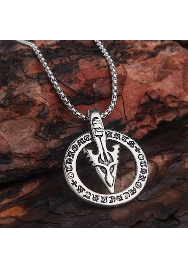 Viking Best Ok Ucu Mitolojik Erkek Kolye Çelik İskandinav Takı
