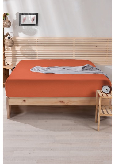 Nordqueen %100 Pamuk Tek Kişilik 100 200 Lastikli Çarşaf Kiremit