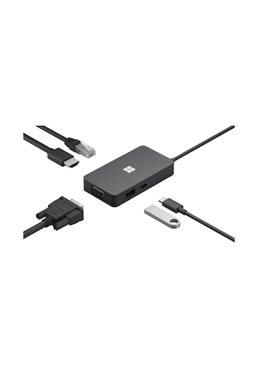 Microsoft Surface Usb-c Travel Hub Çoğaltıcı , Port:ethernet, Hdım, Vga, Usb-a, Usb-c - 161-00010