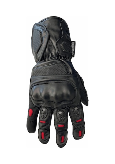 Motosiklet Kışlık Eldiven Deri Ve Cordura Kumaş Full Korumalı Deri Motor Eldiveni Siyah