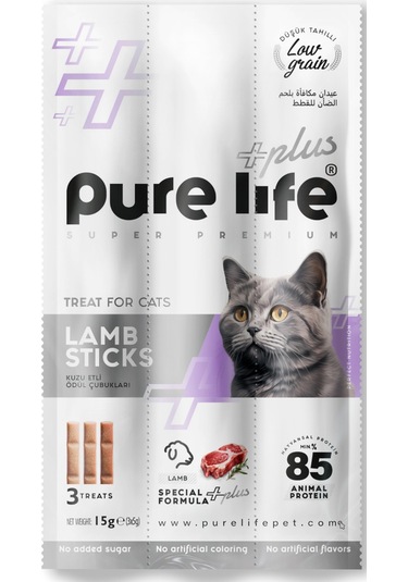 Purelife Plus Kuzu Etli Kedi Ödül Çubukları 15 G