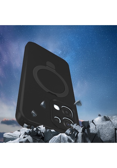 Oppo A6 Pro Kılıf Magsafe Şarj Özellikli Standlı Sensitive Touch Samara Kapak Siyah