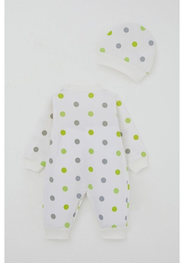 Breeze Erkek Bebek Tulum Büyük Renkli Puantiyeli 0-6 Ay, Ekru Ekru