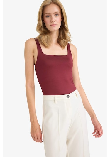 Defacto Kare Yaka Çıtçıtlı Body F9773ax25hsbr115 Bordo-br115
