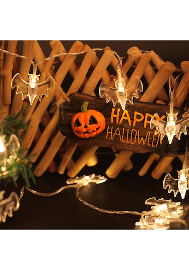 Shineyee Karanlık Halloween Dekorasyonu: 6m 40 Led Kanarya Işık, Sürekli/parıltı Modu, Bat Şekli, Pilli Pil Yok