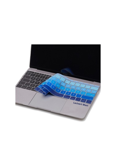 Laptop Macbook Pro Klavye Koruyucu Us To Tr 13inç A1708 -13inç A1534 İle Uyumlu Ombre Lacivert Mavi