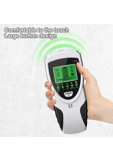 Canlı Ac Kablo Algılamalı 5'i 1 Arada Duvar Dedektörü Saplama Bulucu Arkadan Aydınlatmalı Ekran 5 Mod 3 Derinlik Metal Ahşap Kablo Takip Cihazı