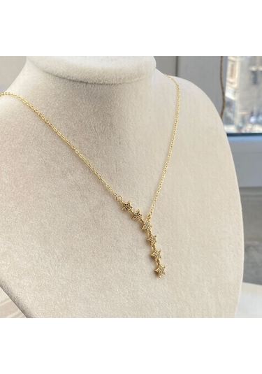 Yıldızlı Kolye Kayan Yıldız Kolye Çelik Gold 45+5cm Gold