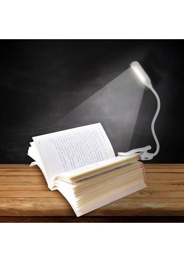Didadodo Usb Şarjlı 7 Led Kitap Lambası - 3 Parlaklık Ayarı, Göz Koruma Beyaz, 3 Seviyeli Beyaz