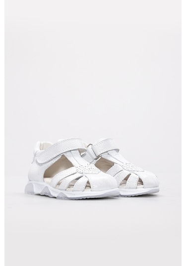 Hakiki Deri Unisex Çocuk Klasik Sandalet 006bak001 Beyaz
