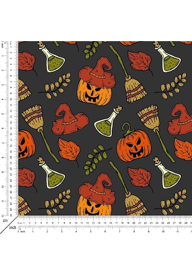 Happy Halloween Şapkalı Balkabağı, Süpürge, Yaprak