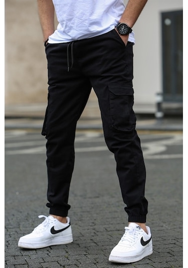 Madmext Erkek Siyah Kargo Cep Pantolon 5447 Siyah