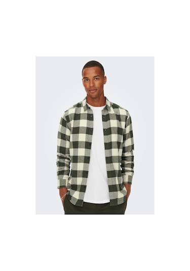 Onsgudmund Ls Checked Shirt Noos Erkek Yeşil Uk Gömlek - 22007112 Koyu Mavi