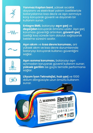 360 S5 Batarya 2600mah Pil Akıllı Robot Süpürge Bataryası
