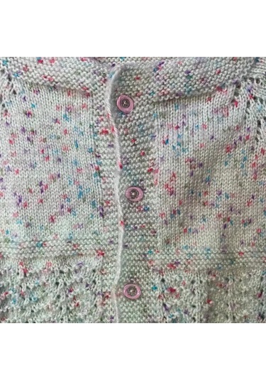 Uretti - Kadir 7704 - El Örgüsü Ebruli Yün Kız Bebek Hırkası - 12 / 18 Ay Çok Renkli